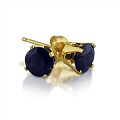 14K Yellow Gold Round Sapphire Stud Earrings