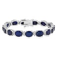 Blue Sapphire Bracelet and CZ Heart Charm sterling Silver Bracelet 