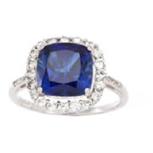 3 Carat Lab Blue Sapphire and .60 Carat Lab White Sapphire with Diamond Accent Sterling Silver Ring