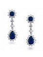 Bling Jewelry CZ Crown Sapphire Color Chandelier Earrings