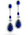 Dark Blue Sapphire Pear Tear Drop Stud Earrings