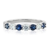 Wedding Band Style Blue Sapphire CZ Stackable Sterling Silver Ring