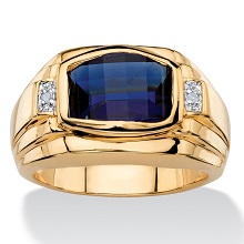 10k White Gold Diamond Ring with Blue Sapphire