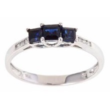 White Gold Blue Sapphire and Diamond Accent Fashion Ring
