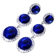 Dangle Round Circle Rim Cone Drop Crystal Earrings Wedding Sapphire Blue