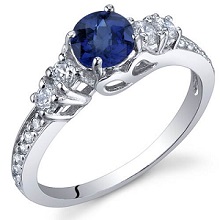 0.75 Carats Blue Sapphire Ring in Sterling Siler Rhodium Nickel Finish