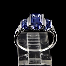 Diamond and Sapphire Sterling Silver Ring