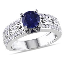 Blue Sapphire Sterling Silver Engagement Ring