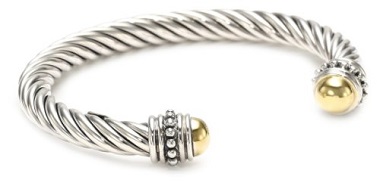 Thick Twisted Cable Cuff Bracelet with Chain