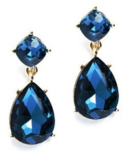 Heirloom Finds Faceted Blue Crystal Teardrop Dangle Earrings in Gold Tone